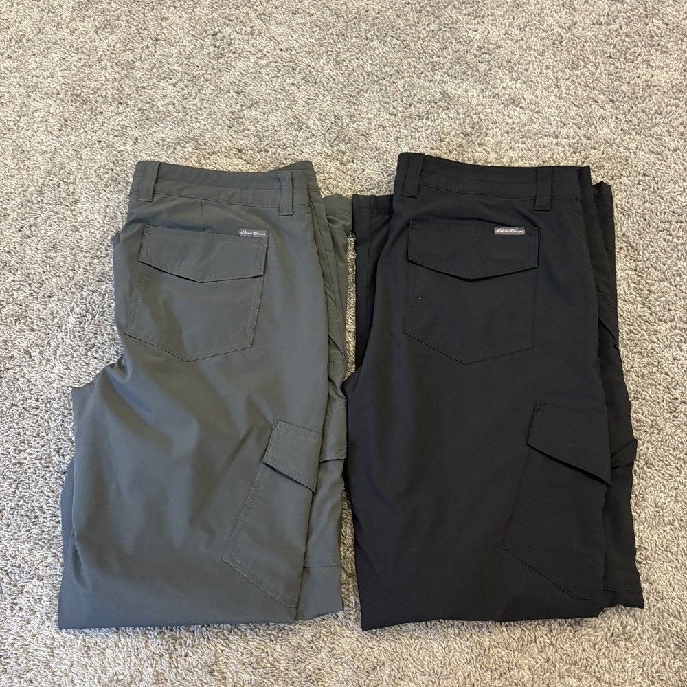LOT OF 2!! Eddie Bauer Womens 12 (34x32) Fleece Lined Cargo Hiking Pants Gorp